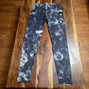 Darc Sport Black & White Marbled Leggings with Wolf Graphic